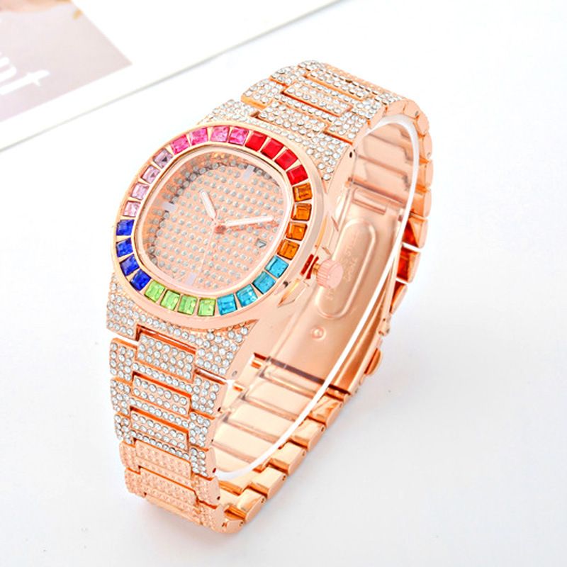 Orologio da donna Hip Hop con calendario colorato e diamanti_voghion.com