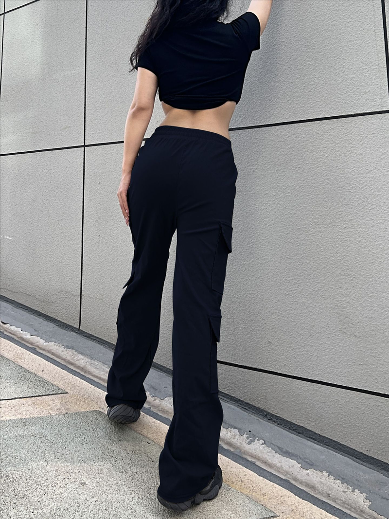 Pantaloni moda donna a gamba dritta tinta unita_voghion.com