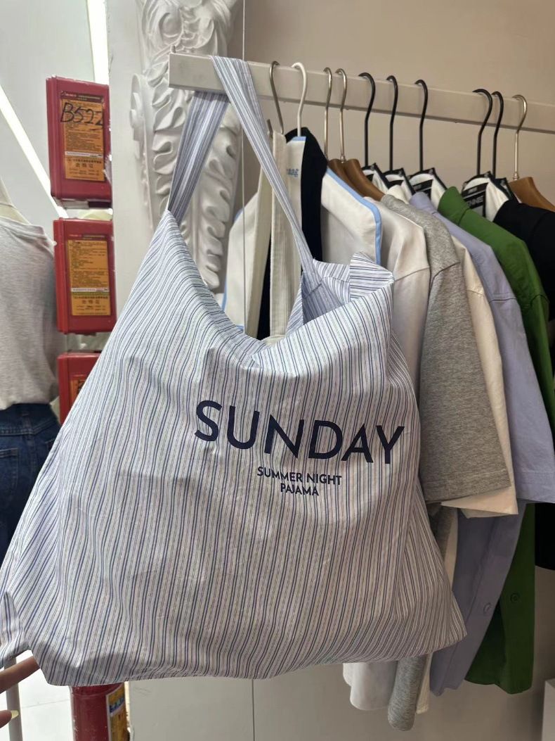 Korean Dongdaemun SAN Spring/Summer New Designers Minimalist Printed Stripe Canvas Women's Instagram Versatile Shoulder_voghion.com