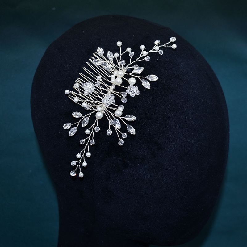 Gioielli da donna con pettine per capelli con strass e cristalli floreali, copricapo da sposa, accessori per capelli con perle per occasioni speciali_voghion.com