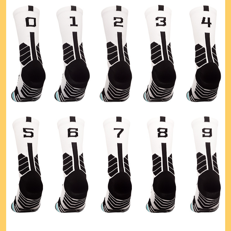 Digitale Basketballsocken für Erwachsene Herren-Handtuchunterseite Professionelle Sportsocken Elite-Mittelrohrsocken mit Sternnummern_voghion.com