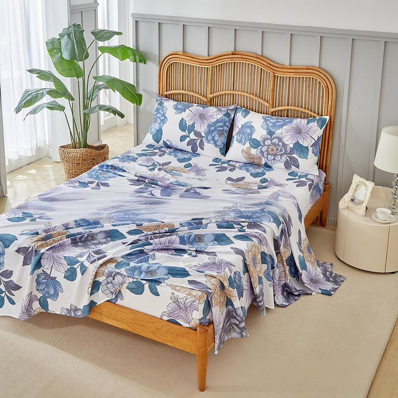 Nordic Bedding Spring And Summer Bed Sheet Bedspread Pastoral Flowers Mattress Cover Flat Sheet Pillow Case Queen Four Piece Set_voghion.com