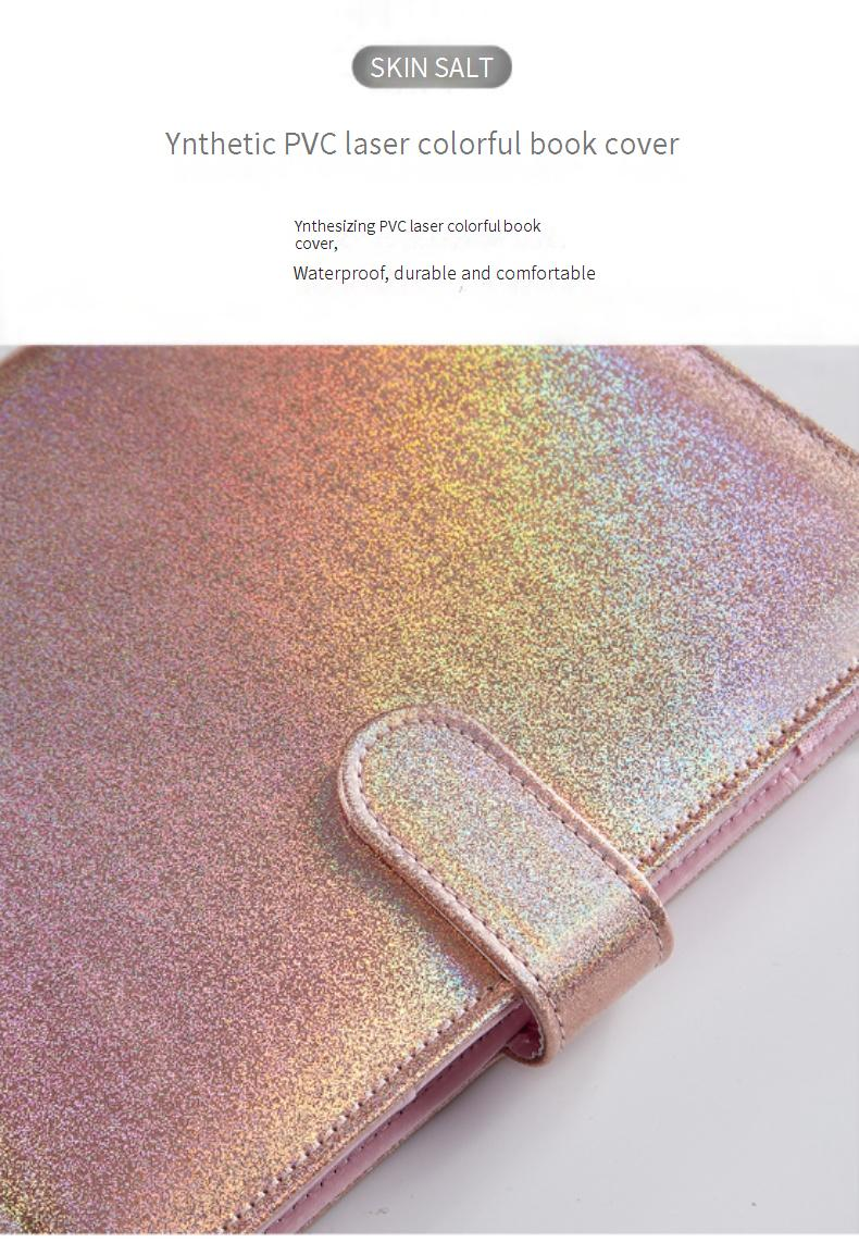 A6 & A5 Holographic Pastel Binder Notebook - Refillable Planner With PU Cover, Trendy & Creative Journal For School, Office & Travel_voghion.com