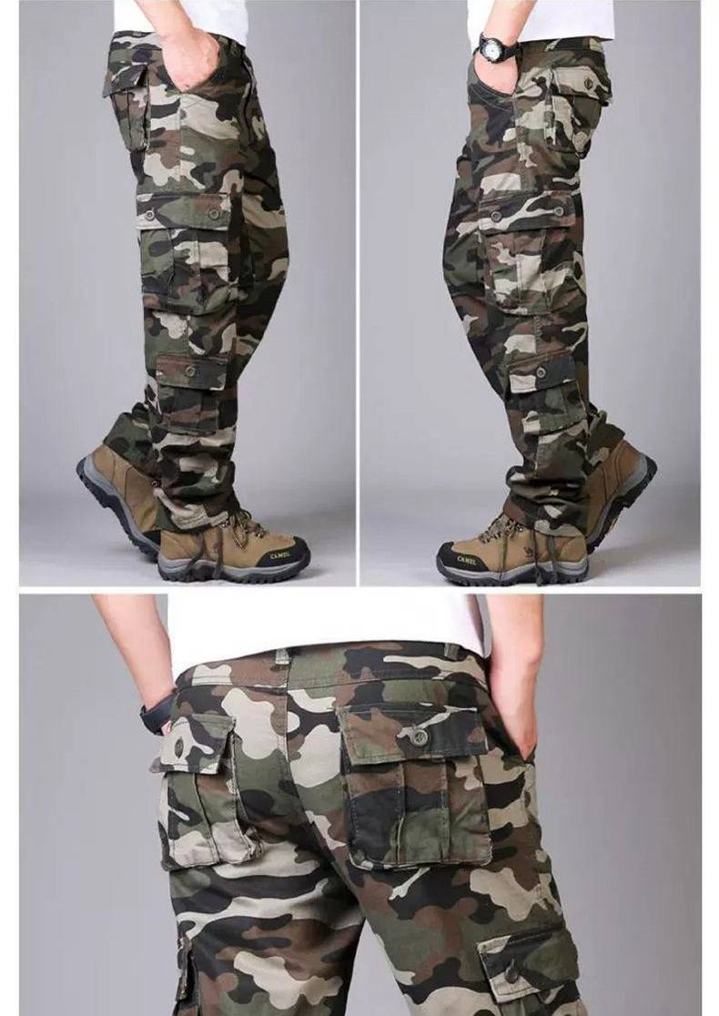 Men's Multi-Pocket Tactical Cargo Pants - Durable Outdoor Work Pants With Camo Design, Comfort Fit For Hiking, Travel & Daily Wear_voghion.com