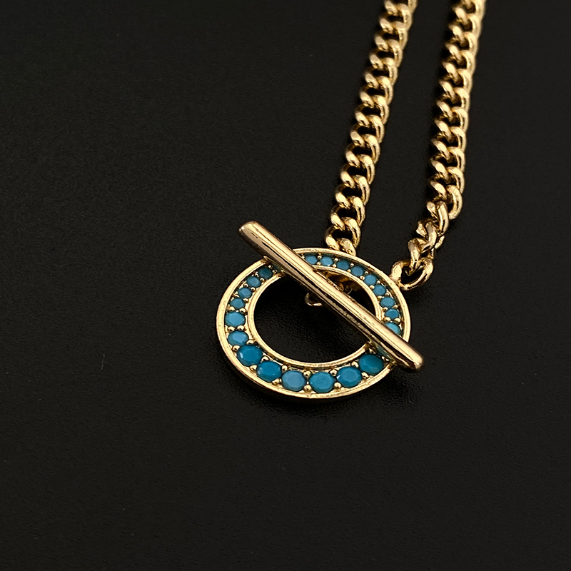 Gorgeous Toggle - Clasp Circular Pendant Necklaces With Sparkling Gemstones, Available In Multiple Color Options For Effortless Elegance_voghion.com
