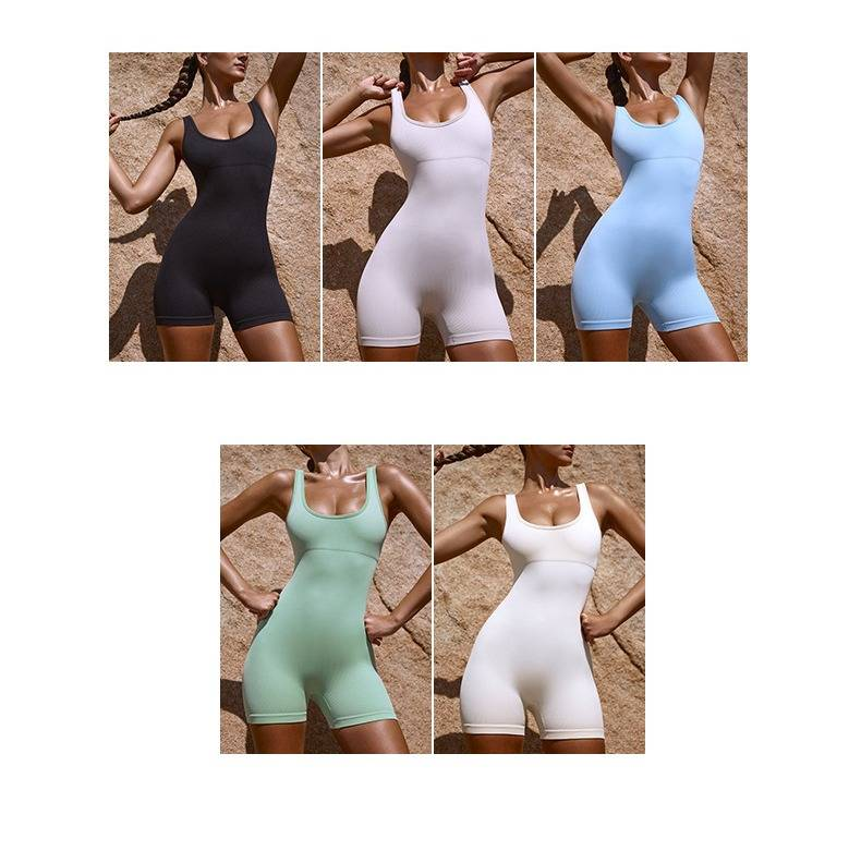 Seamless Cross-Back Yoga Bodysuit – High-Waisted Tummy Control Workout Top With Quick-Dry & Stretchy Fabric For Women_voghion.com