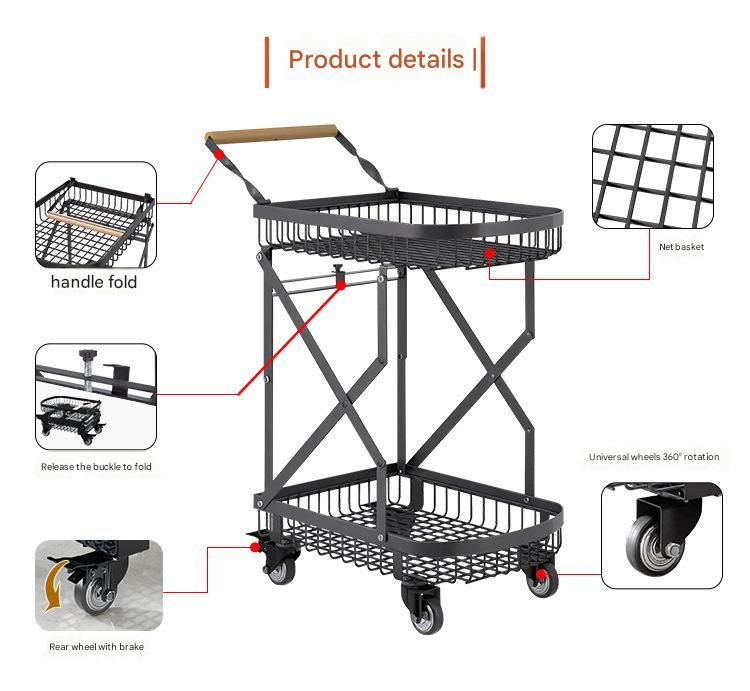 Carrello della spesa portatile per bagagli Express, carrello da campeggio per esterni, carrello della spesa pieghevole a doppio strato per uso domestico_voghion.com
