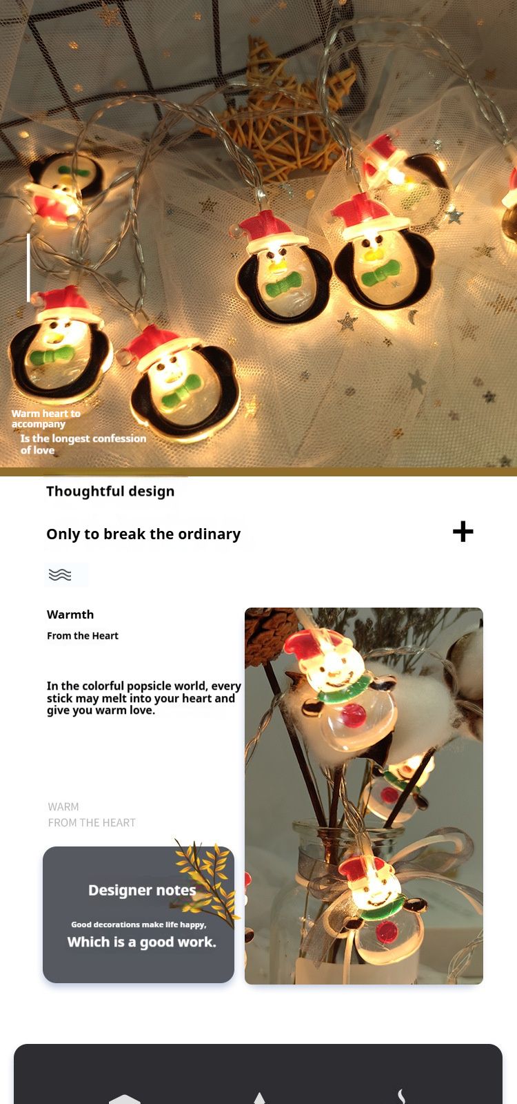 Luci natalizie a LED - Decorazioni a tema Babbo Natale e pupazzo di neve (1,5 m/3 m/4,5 m, 20 lampadine LED, IP42, durata 100.000 ore)_voghion.com