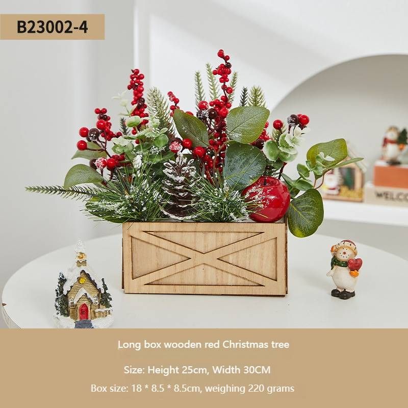 Mini albero di Natale rosso con luci – Decorazione natalizia da tavolo in legno per casa, ufficio e decorazioni festive (diverse dimensioni e opzioni di illuminazione)_voghion.com