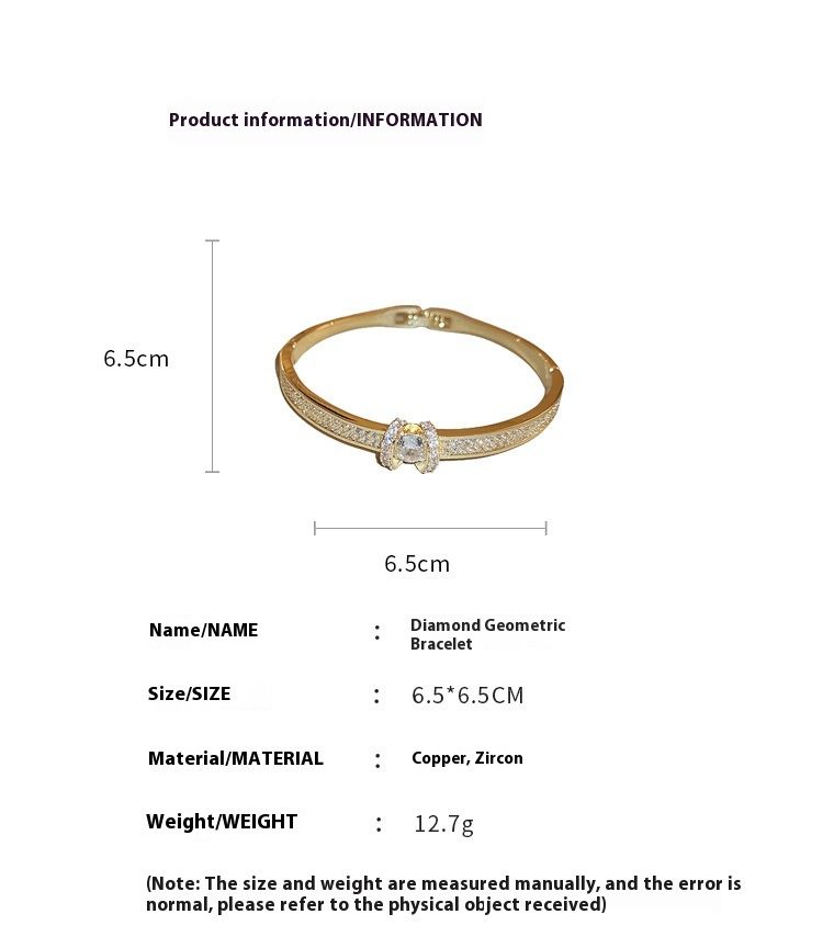 Korean High-end Zirconia Geometric Bracelet, Light Luxury And Niche Design, With The Same Style Of Handmade Jewelry For_voghion.com