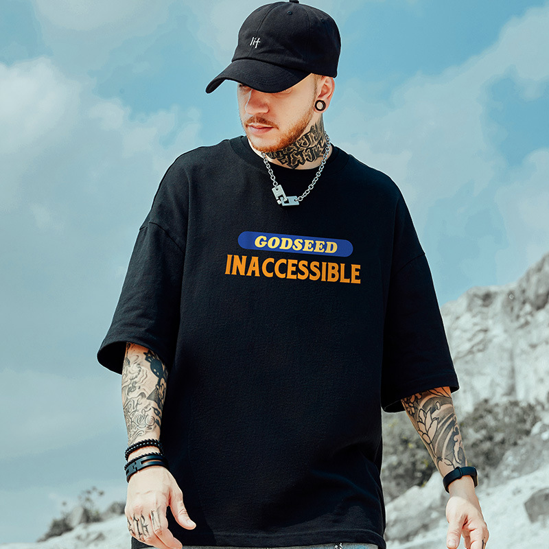 C&JÚJ nyomtatott oroszlános férfi póló divatcímkével, rövid ujjú, hip-hop, kínai stílusú, túlméretezett, túlsúlyos_voghion.com