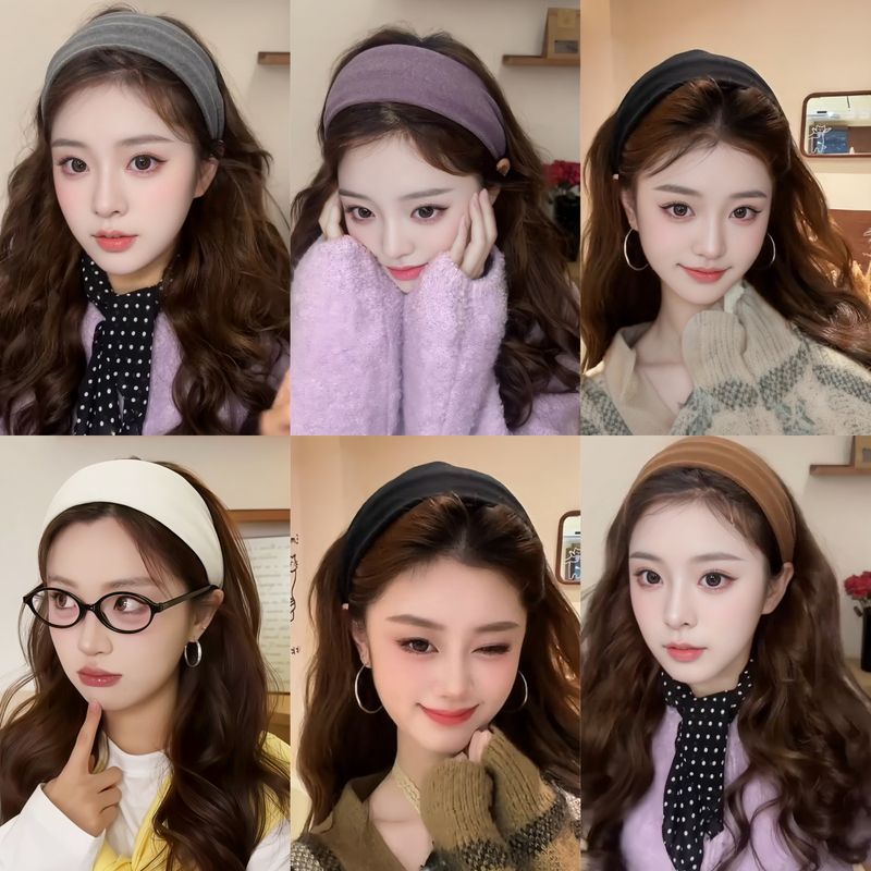 Stirnband mit breiter Krempe und hoher Krone für Herbst und Winter für Damen, modisches High-End-Haarband, Gesichtswaschen zum Abnehmen des Gesichts_voghion.com