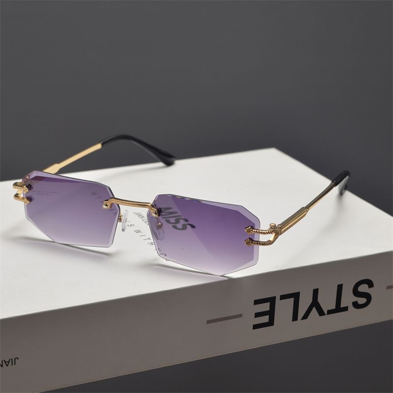 Sommer Rechteckige Randlose Sonnenbrille Modetrend Sonnenbrille_voghion.com