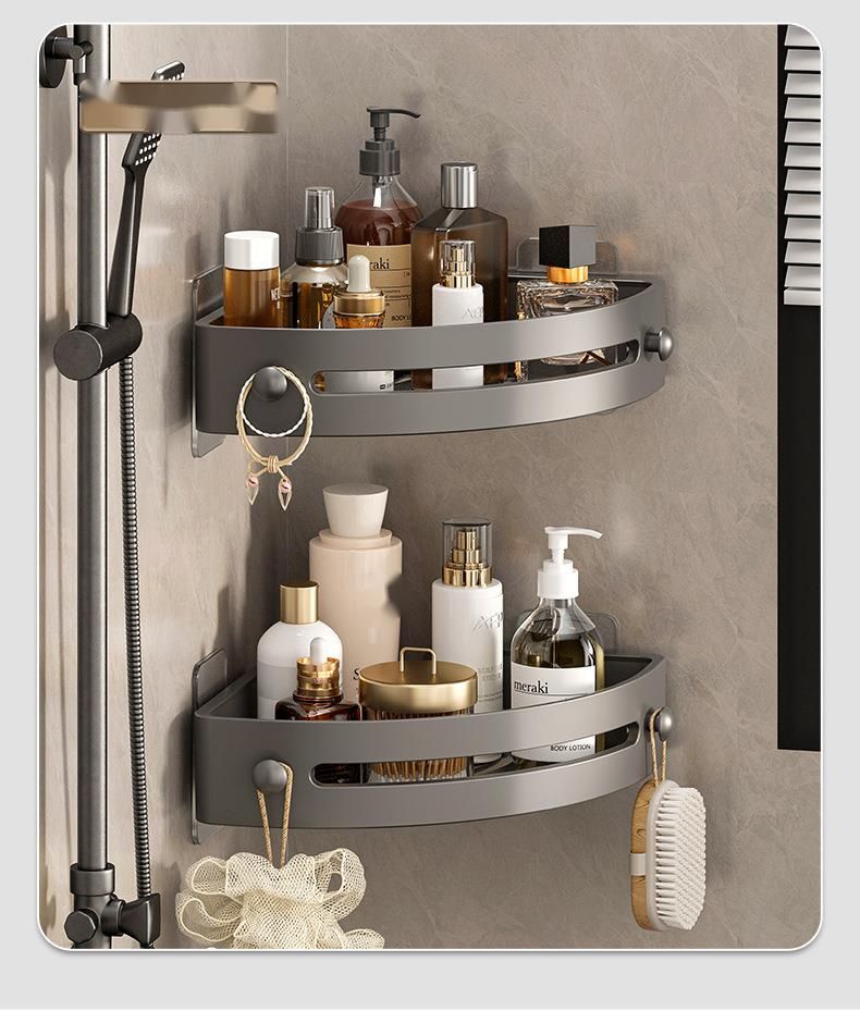 Mensola triangolare da bagno senza foratura, mensola portaoggetti a parete per lavabo, WC, bagno, organizer per angolo cucina_voghion.com