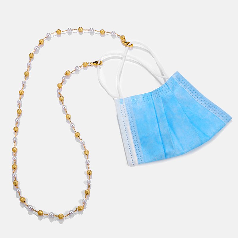 Hot Selling INS Blogger Handmade Metal Matte Bead Pearl Glasses Mask Multi-use Chain_voghion.com