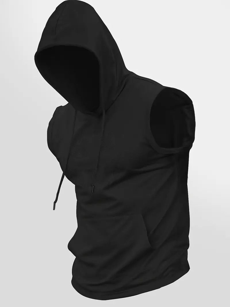 Men's Summer Simple Solid Color Trend Fashion Casual Daily Hooded Vest_voghion.com