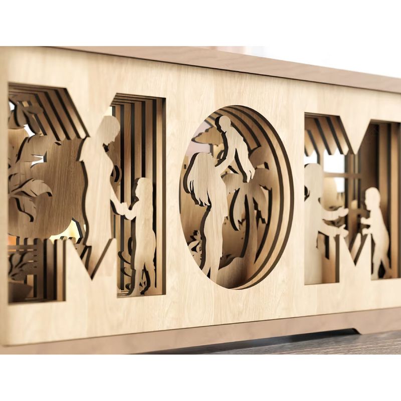 Cross-border New Mother's Day Wooden Crafts Jewelry Multi-layer Standing Shape Wooden Ornaments Father's Day Gift_voghion.com