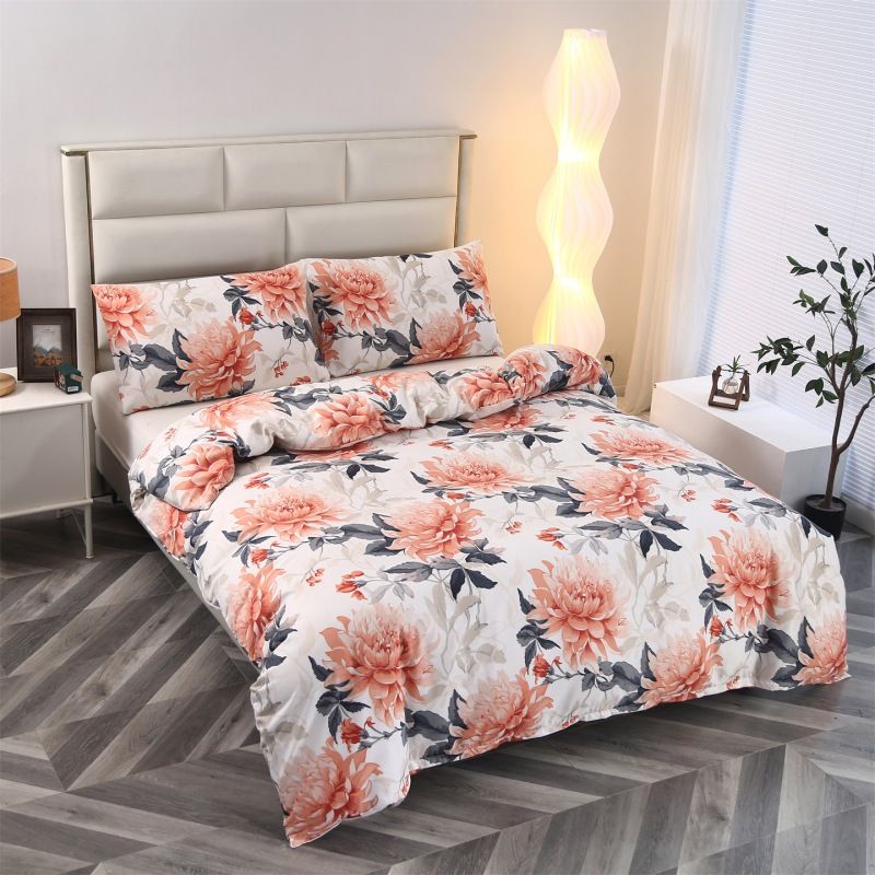 Conjunto de capa de edredom de algodão escovado de luxo estampado - roupa de cama macia tamanho casal/queen/king size para casa e dormitório universitário_voghion.com