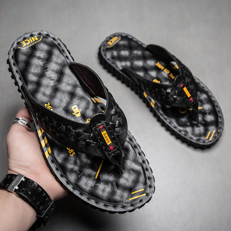 2025 Pantofole estive comode e di alta qualità da uomo, con un solo piede, in pelle, alla moda_voghion.com