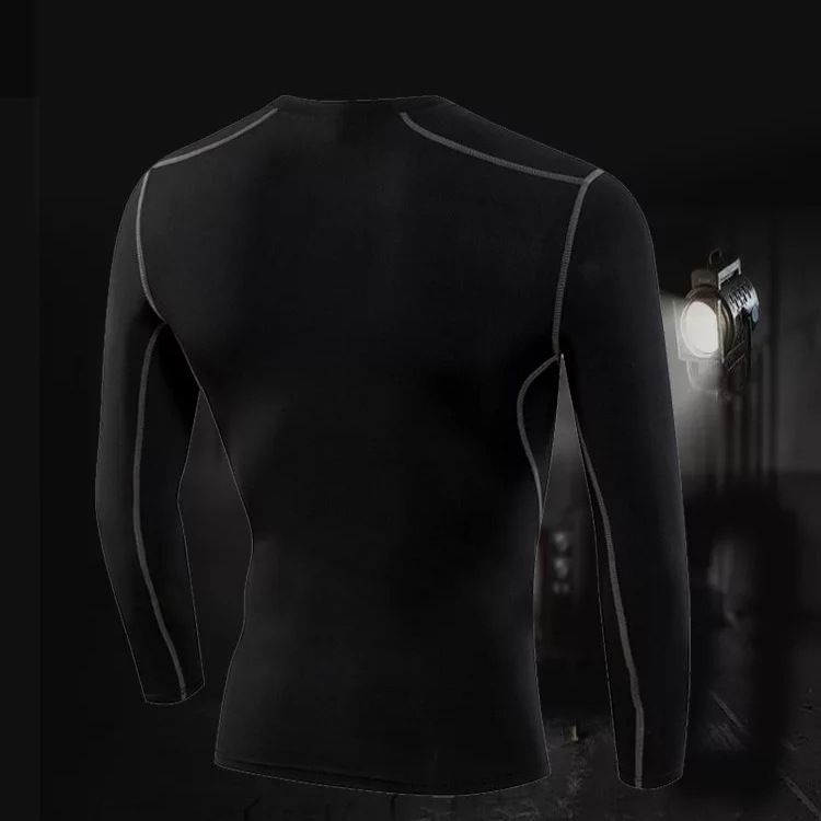 Camiseta deportiva de manga larga ajustada para hombre: camiseta de compresión transpirable y de secado rápido para gimnasio, running, baloncesto y entrenamiento de fútbol._voghion.com