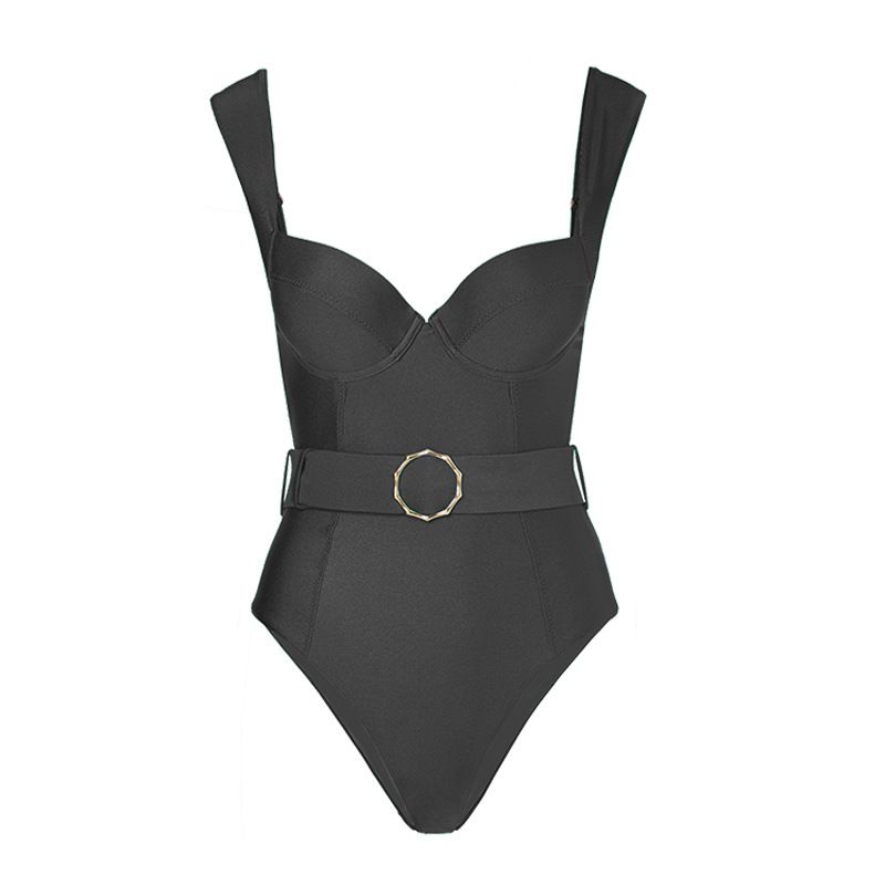 Qiao Jiayuan Neue Einfarbig Ein Stück Mode Sexy Badeanzug Weibliche Französisch Retro Bauch Abdeckung Schlank Badeanzug Anzug_voghion.com