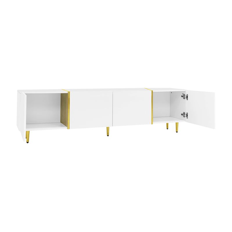 Ensemble meuble TV et table basse moderne blanc brillant_voghion.com