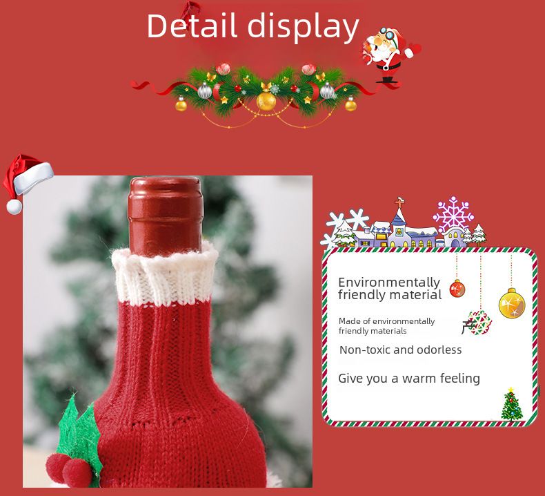 Weihnachtsdekorationen Claus Weinflaschen-Set Gestricktes Weinflaschen-Set Champagner-Weinflaschen-Set Restaurant Urlaubsszene Layout_voghion.com