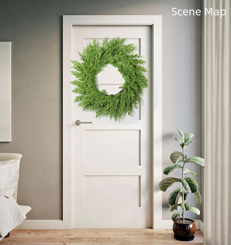 Meihui Christmas Green Pine Needle Wreath 50CM20 inch Christmas Wreath Natural Rattan Wreath Holiday Front Door Decoration Wall Decoration_voghion.com