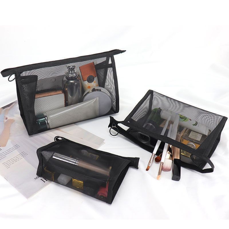 Kjiuyou Kosmetiktasche, Netzstoff, einfarbig, große Kapazität, kompakt, schnelltrocknend, mit Reißverschluss, Dusch-Caddy, Tragetasche für unterwegs_voghion.com