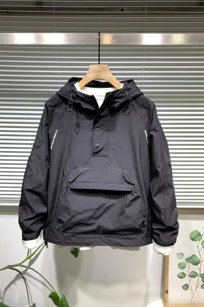 Kapuzenoberteil, lockerer Mantel, Pullover, Reißverschlusstasche, große Tasche, Arbeitskleidung, Frühlingsjacke, lässige Herrenjacke_voghion.com