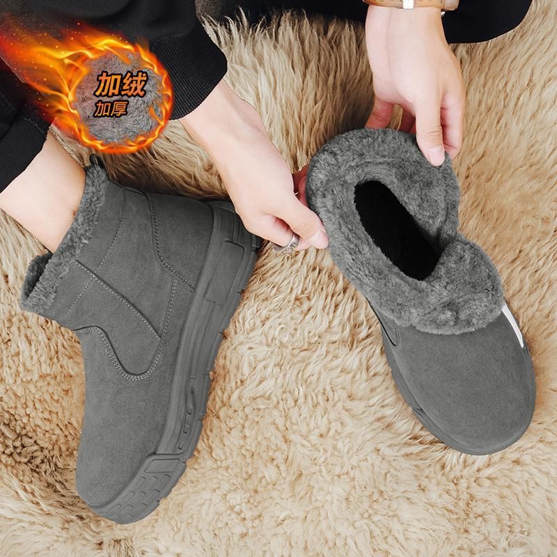 Stivali da neve invernali in cotone 2025, scarpe da uomo, scarpe alte in velluto di cotone ispessito, stivali da esterno caldi casual antiscivolo in cotone, scoppiati_voghion.com