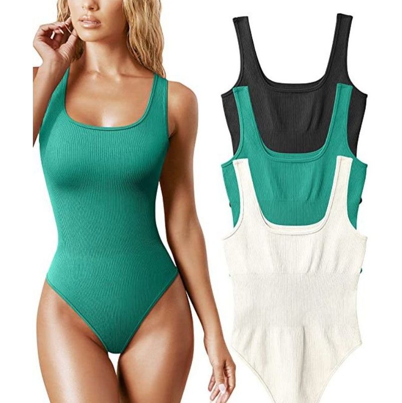 Stile Estate 2025 Tuta attillata tinta unita con scollo a U e senza maniche da donna_voghion.com