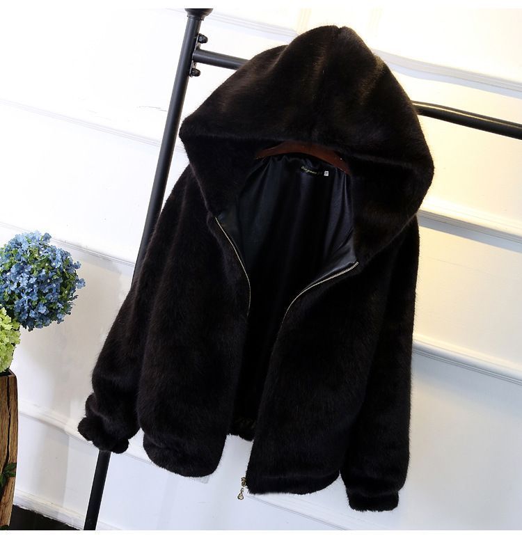"Giacca con cappuccio in pile double-face - Cappotto oversize in peluche con cerniera (grigio/rosa/bianco) S/M/L/XL"_voghion.com