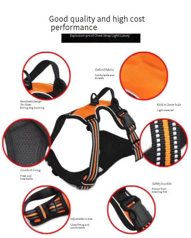 Colliers et laisses pour chiens Harnais de poitrine antidéflagrant pour petit chien, harnais de traction respirant et réfléchissant, gilet pour animaux de compagnie, poitrine et dos réglables_voghion.com