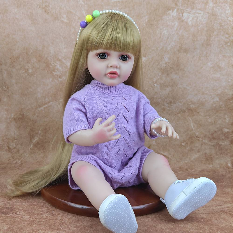 22 Zoll Baby Mädchen Puppe Reborn Kleinkind Puppen 55CM Waschbar und Spielhaus mit Kinder Simulation Spielzeug Geburtstagsgeschenk_voghion.com