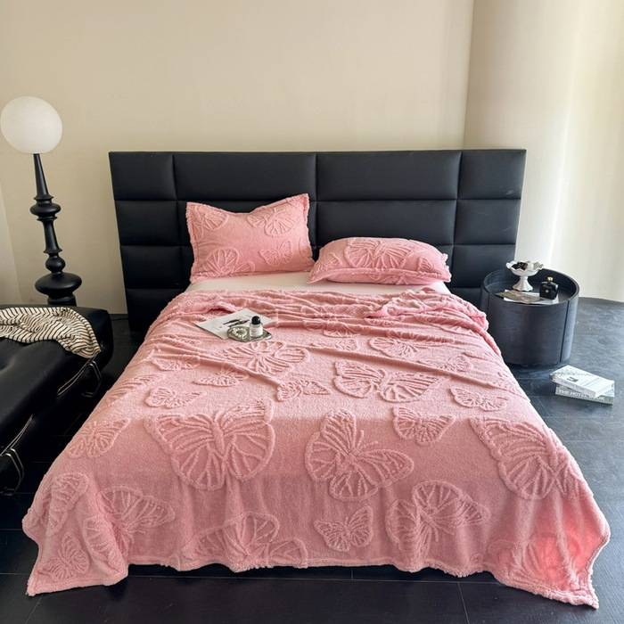 Taft Reine Farbe Samt Jacquard Multifunktionale Decke Schmetterling Stil Verdickt Bett Blatt Geschenk_voghion.com