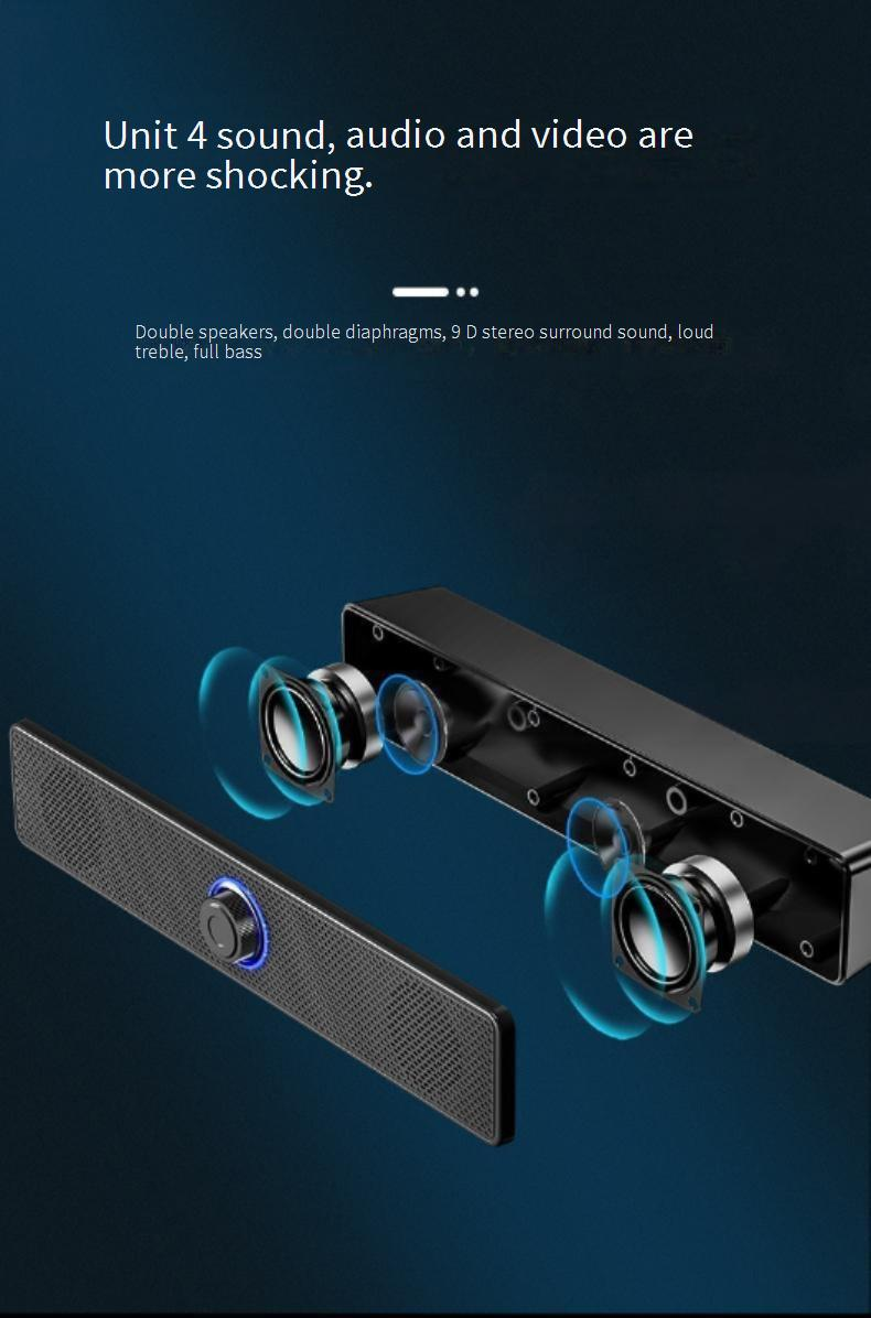 Taşınabilir Hoparlörler Uzun Şerit Bilgisayar Ses Masaüstü Ev Masaüstü Hoparlör Dizüstü Kablolu Bluetooth Küçük Hoparlör Süper Ağır Subwoofer_voghion.com