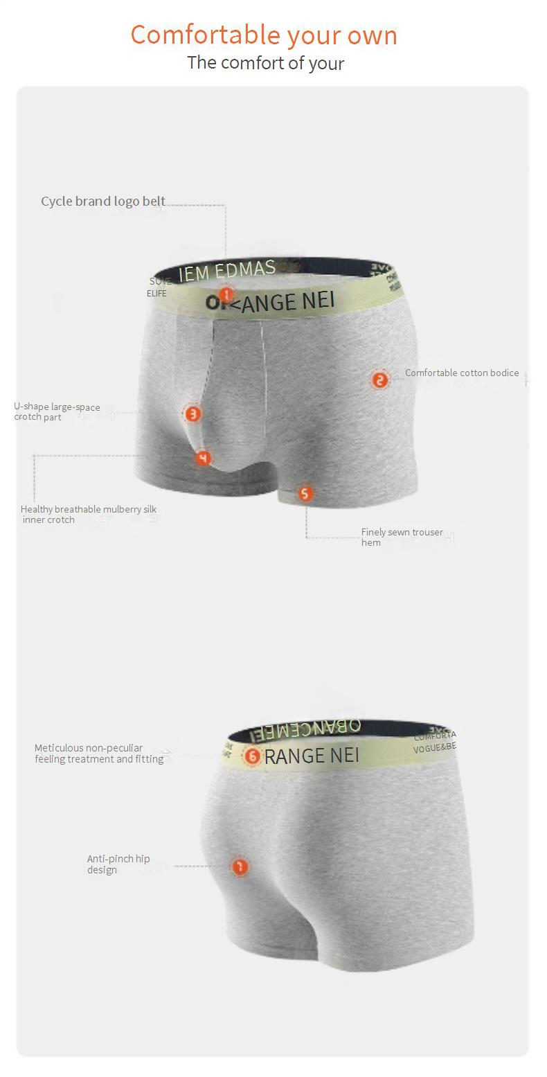 Intimo da uomo in cotone sportivo, traspirante, confortevole, anti-glutei, in seta di gelso, con cavallo abbinato_voghion.com