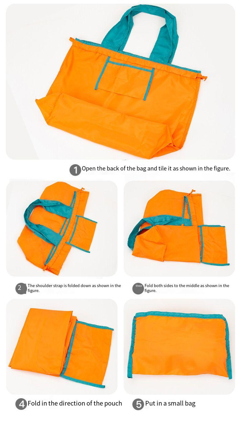 Damentaschen, einfarbig, mit Kordelzug, tragbar, faltbar, Supermarkt, große Kapazität, umweltfreundliche Handtasche, Einkaufstasche_voghion.com
