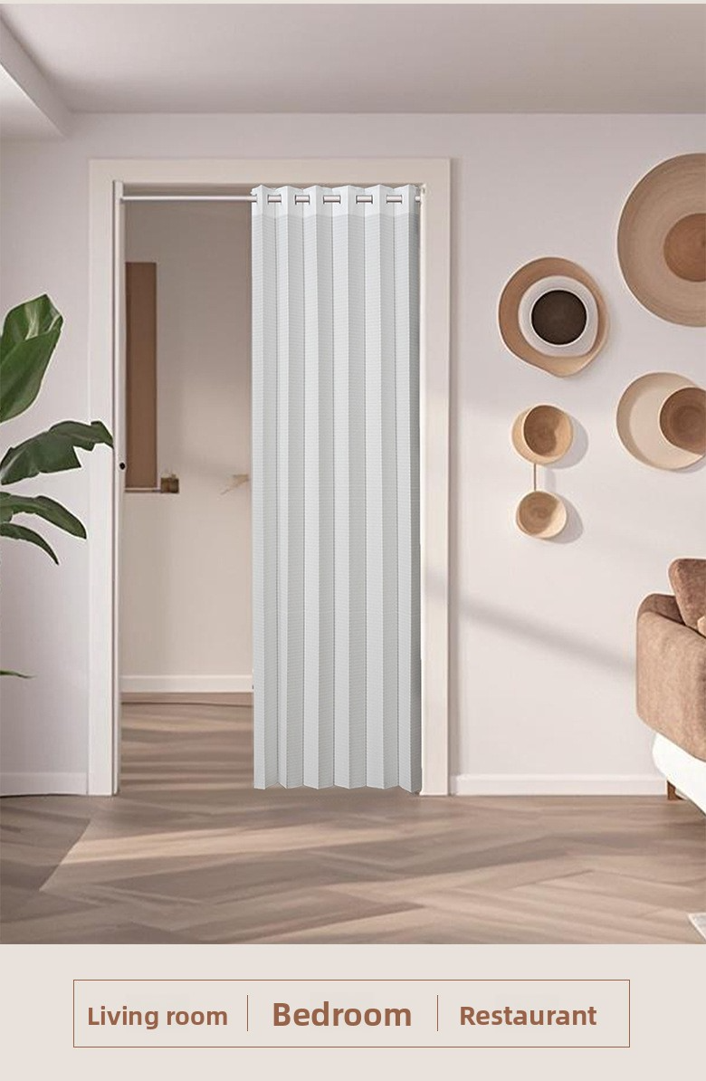 Foldable Room Divider Curtain 2025 - White Polyester Fabric Privacy Screen For Living Room, Bedroom, Study - Space Saving, No Drill_voghion.com