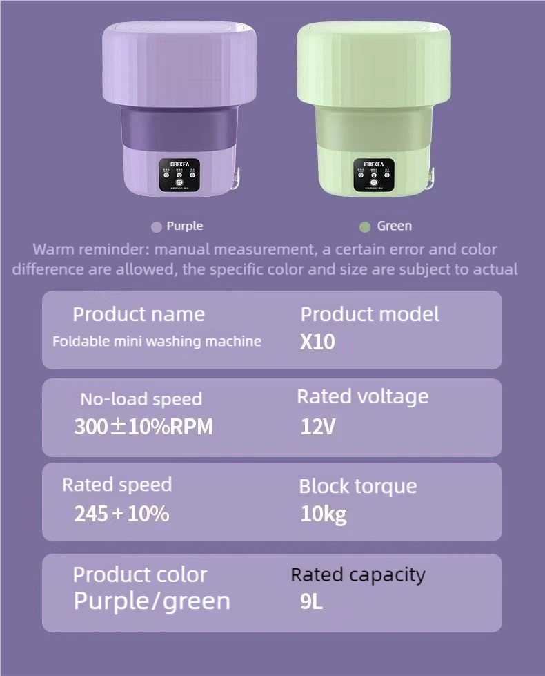 Nuova mini lavatrice pieghevole da 9 litri, portatile, per uso domestico, per biancheria intima e calzini, per vestiti per bambini._voghion.com