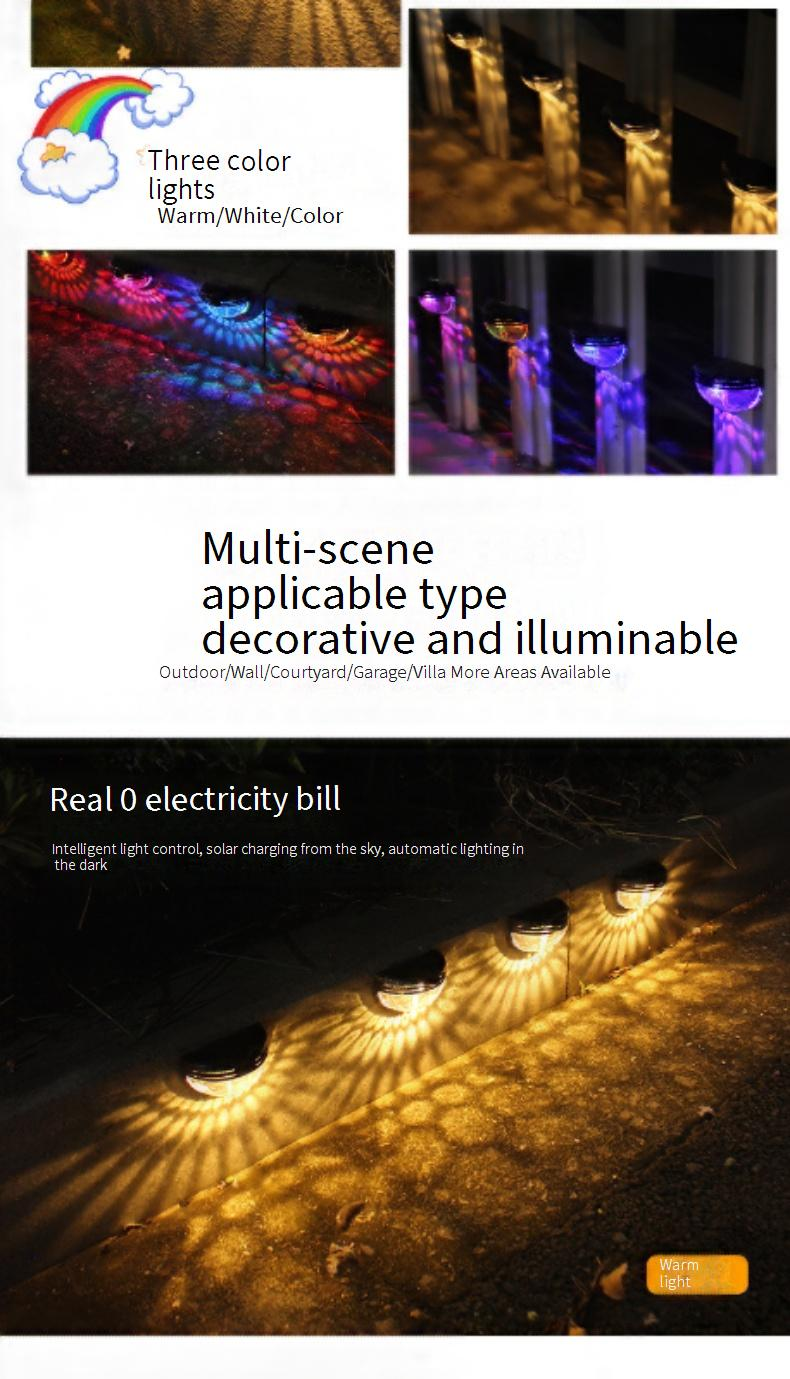CE-gecertificeerde halve maan wandlamp op zonne-energie - waterdruppelontwerp met warmwitte/witte/veelkleurige LED voor hek, trap en tuin_voghion.com