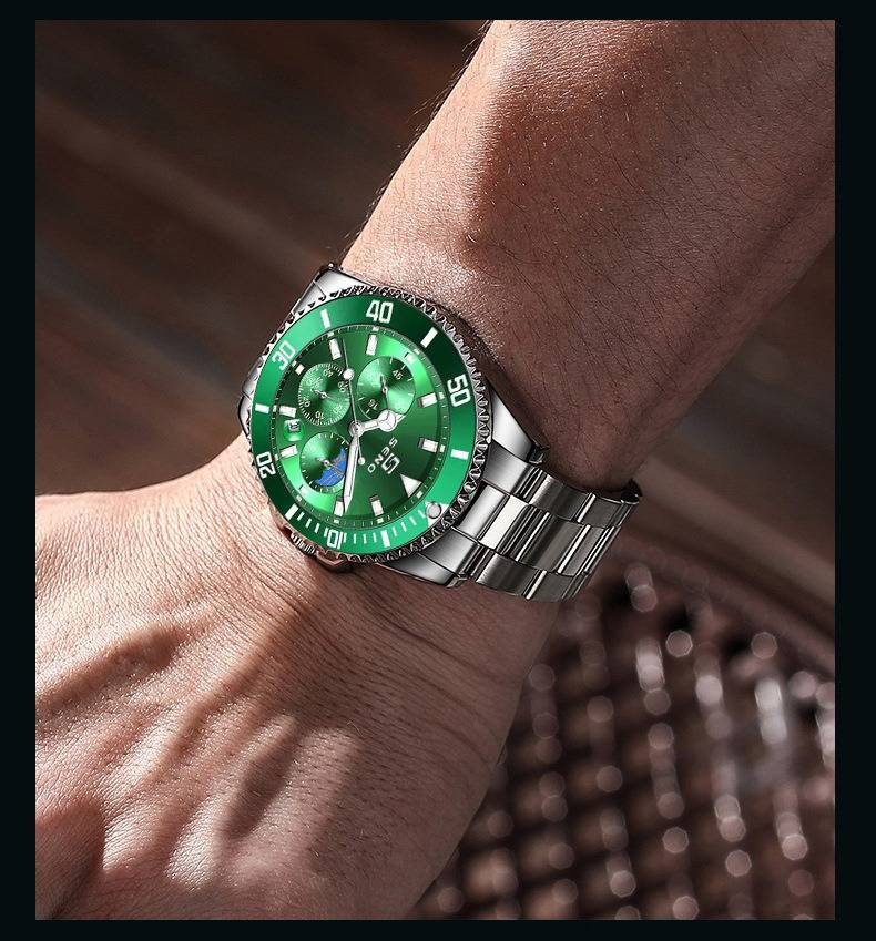 Montres pour hommes Montre de sport pour hommes Vert Lumineux Étanche Fantôme Multifonction 6 Broches Montre à quartz Mode Affaires_voghion.com