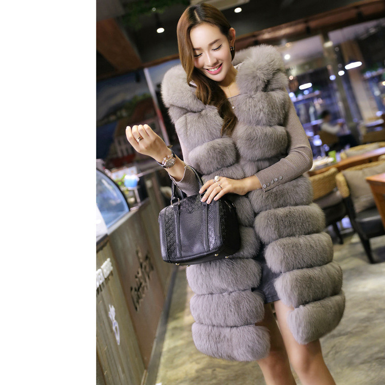 Kunstpelzweste mit Kapuze für Damen – Langer Streetwear-Mantel, plüschige, fuchsähnliche Textur, trendige Oversize-Passform, unverzichtbar für den urbanen Lagenlook_voghion.com
