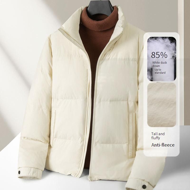 Men's Lightweight Down Jacket With 600 Fill Power, Windproof & Wrinkle-Resistant, Slim Fit Winter Coat For Urban Commute (Black/White)_voghion.com