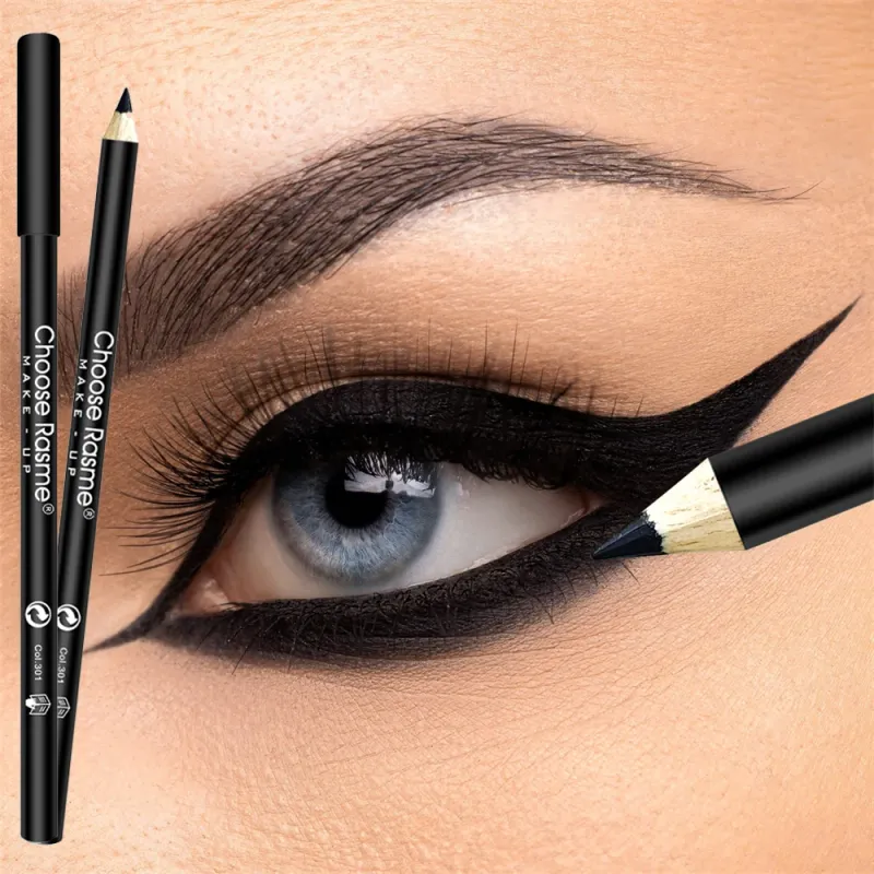 1Pc High Pigmented Eyeliner Pencil Hard Refill Smooth Black Wooden&Liquid Eyeliner Eyebrow Pencil Long-Lasting Cosmetics Makeup_voghion.com