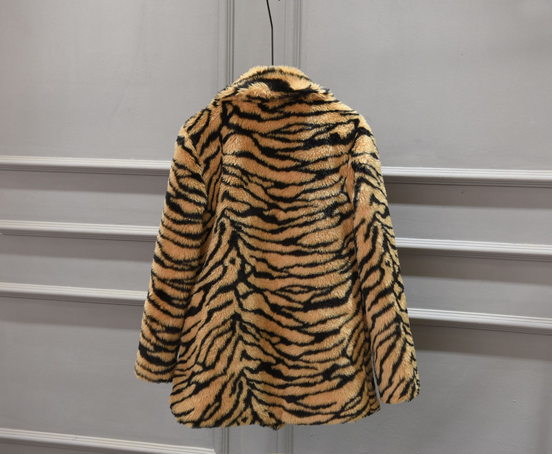 Women's clothing imitation fur imitation fur mid-length suit sexy snow white tiger pattern imitation fur jacket black and white selection_voghion.com