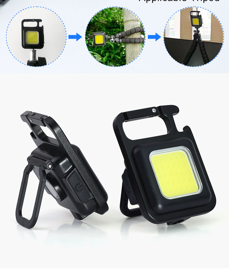 Mini LED Schlüsselanhänger Licht Mutifuction Tragbare Taschentaschenlampe Arbeitslicht USB wiederaufladbar mit Korkenzieher Outdoor Camping Licht_voghion.com