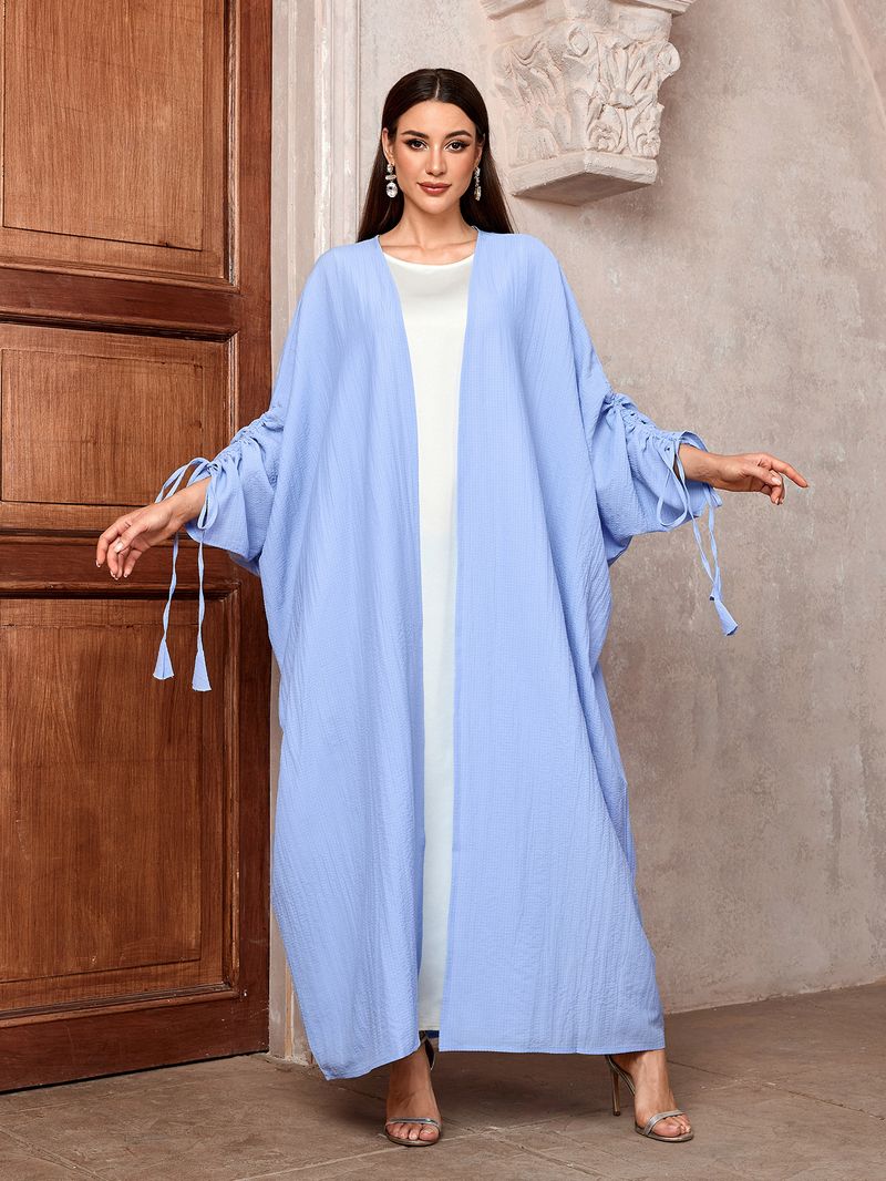 Abito lungo musulmano alla moda da donna, cardigan aperto, elegante gonna lunga con nappa_voghion.com