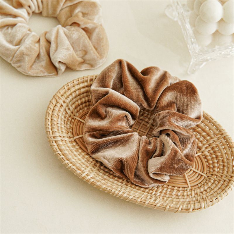 Fascia per capelli in velluto con intestino crasso, grande, autunno e inverno, retrò, temperamento americano, nicchia, semplice, moda, elastico per capelli, fiore, nuovo_voghion.com